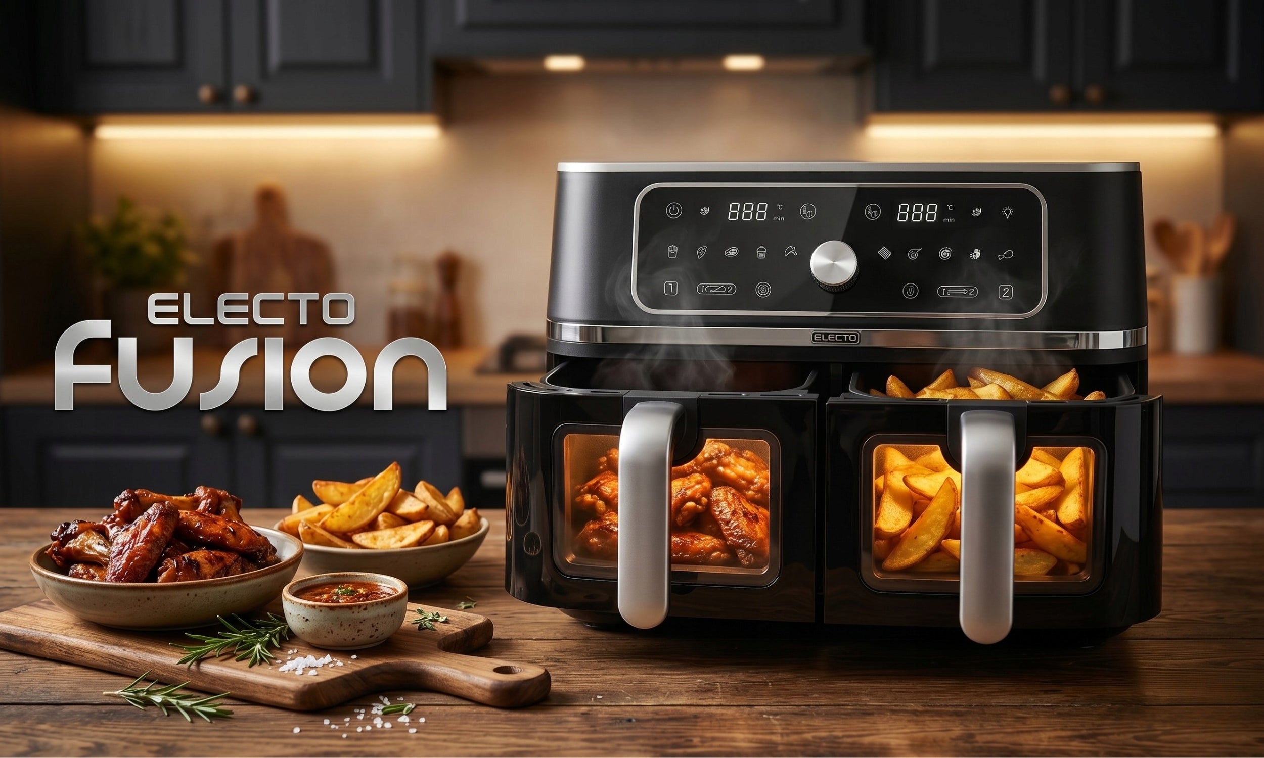 FAT-FREE TWO-CHAMBER AIR FRYER 3100W LARGE AIR FRYER 10L Packaging status original