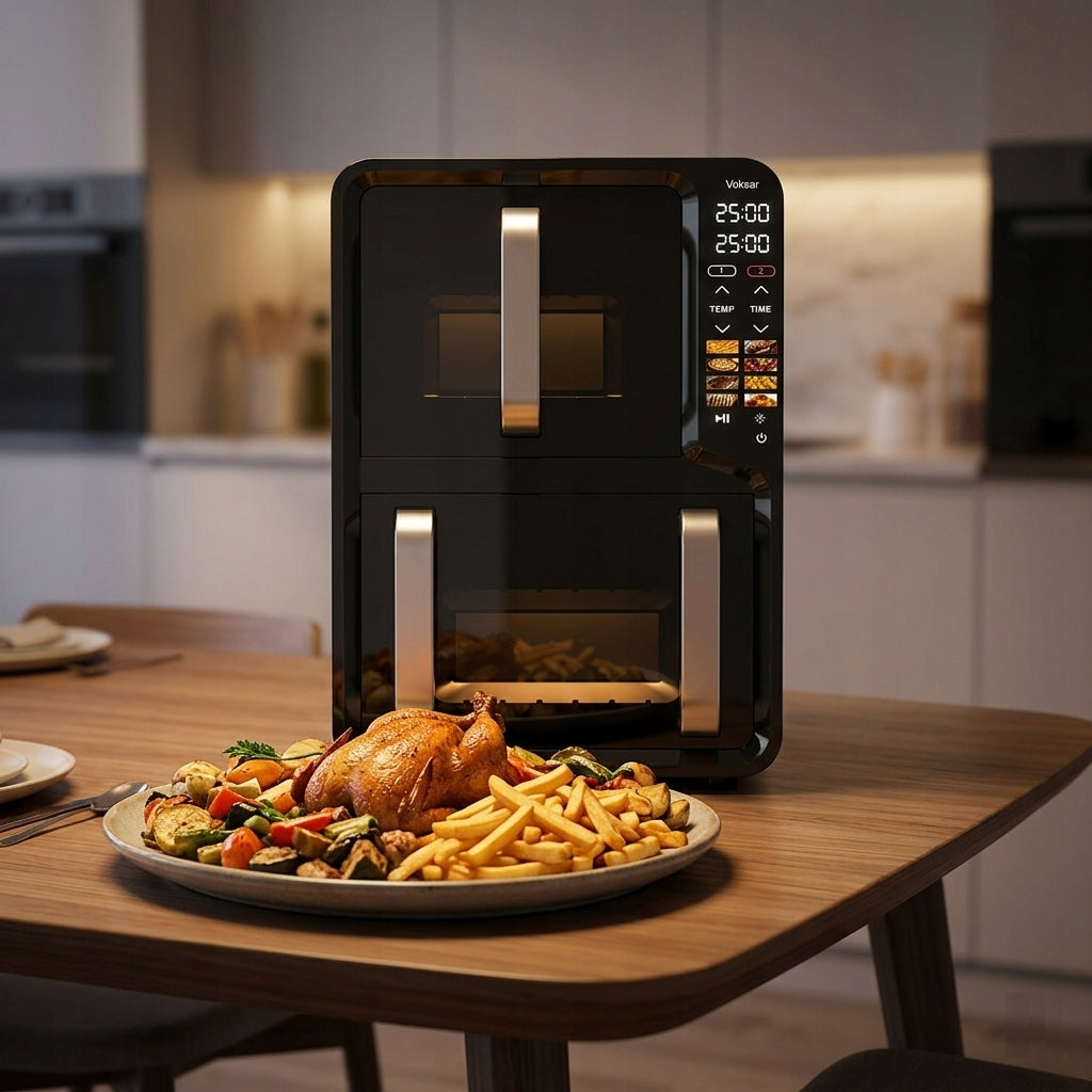 FAT-FREE TWO-CHAMBER VERTICAL AIR FRYER VOKSAR R11 AIR FRYER 13L XXL Brand VOKSAR