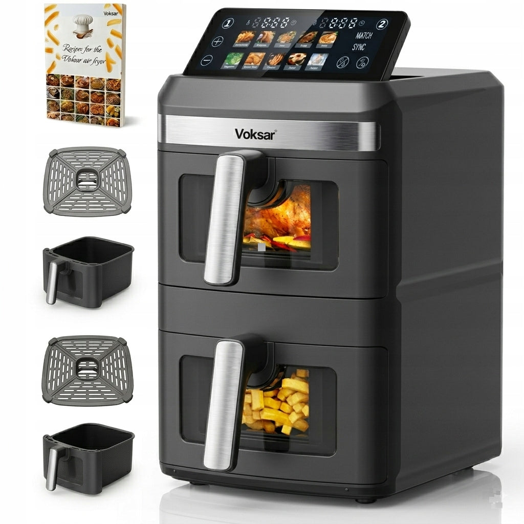 FAT-FREE TWO-CHAMBER VERTICAL AIR FRYER VOKSAR T11 AIR FRYER 12L XXL