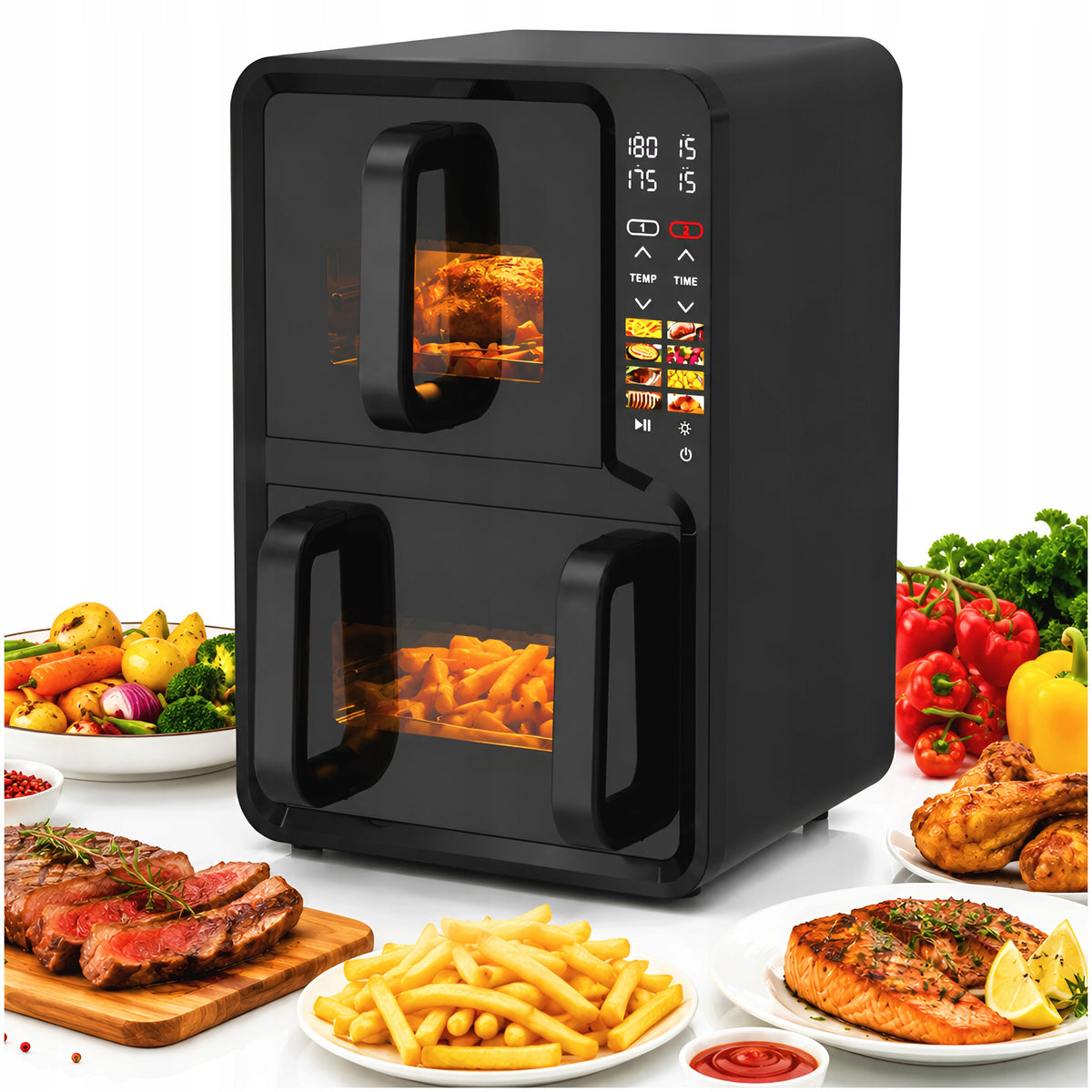 FAT FREE VERTICAL TWO CHAMBER AIR FRYER 12L 2800W