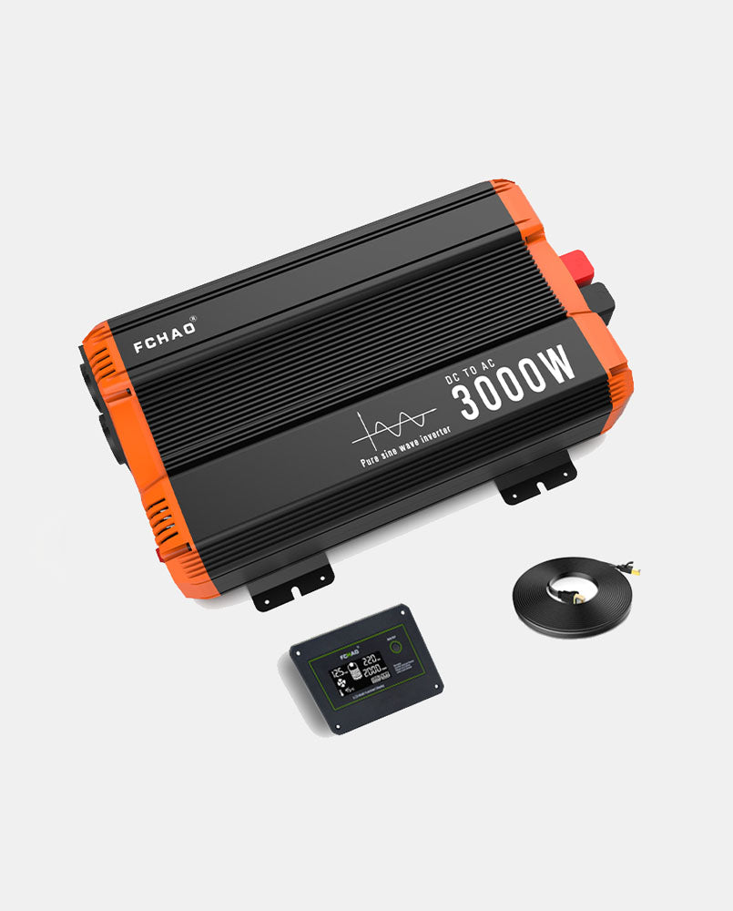 FCHAO 12V 3000W Voltage Converter DC 12V to AC 230V Pure Sine Inverter LCD