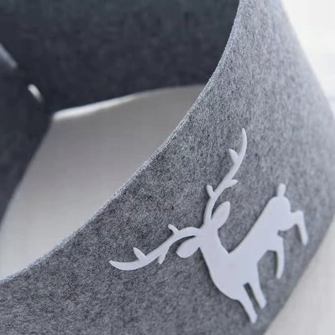 FELT POT COVER CHRISTMAS TREE STAND GREY WITH REINDEER COLLAR S Brand no brand