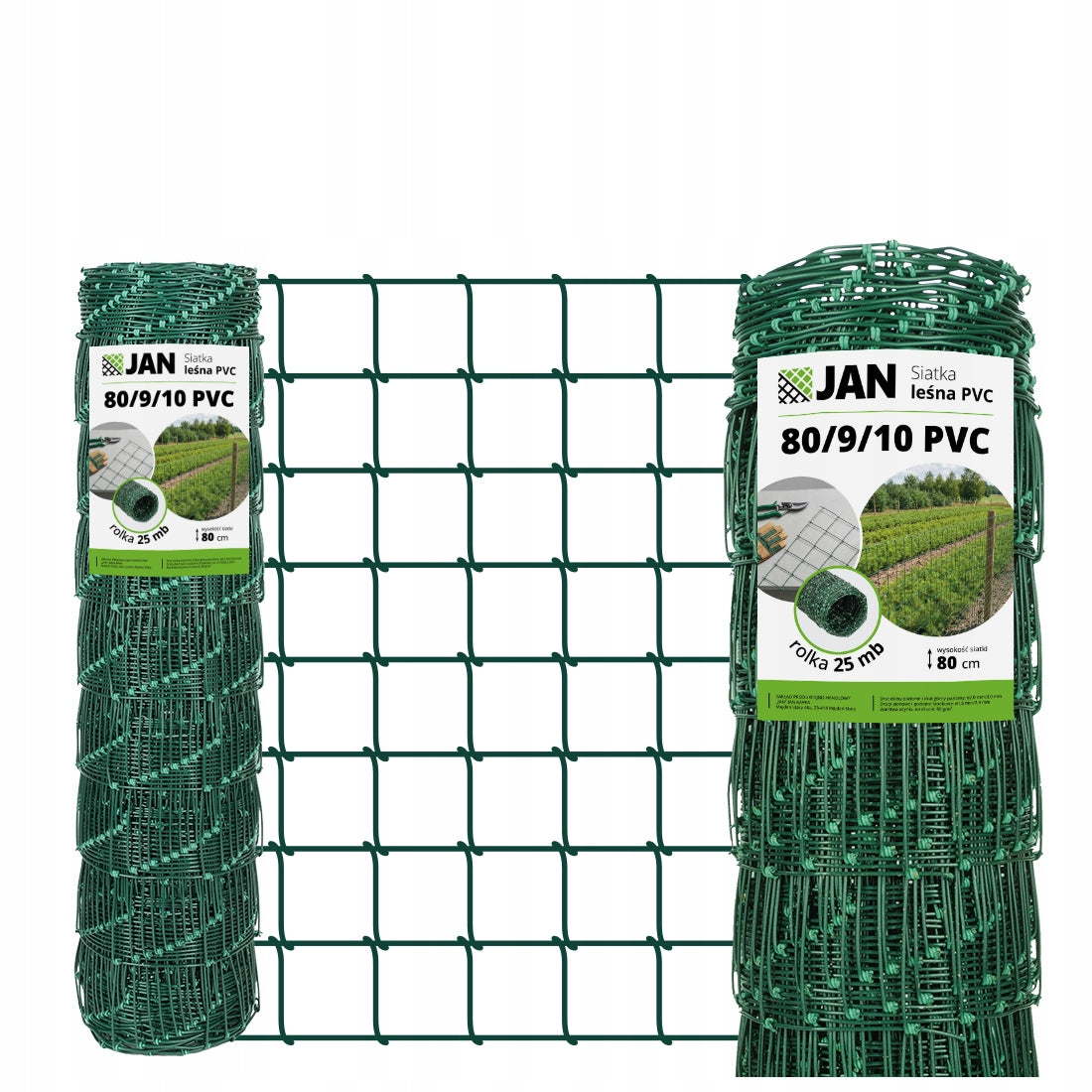 FENCE MESH Knot Forest 80/9/10 GREEN PVC OC protection 25m