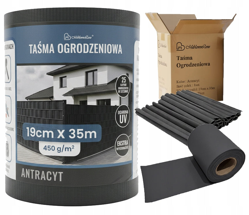 FENCE TAPE ANTHRACITE 19x35 FENCE COVER+UV 25 CLIPS GRAPHITE