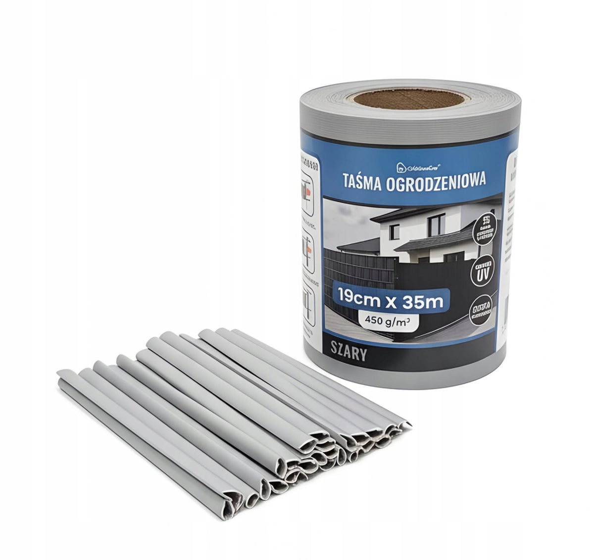 FENCE TAPE GREY 19x35 FENCE COVER + UV 25 CLIPS GREY Manufacturer code TO-szara