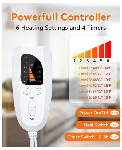 FERNIDA Electric Foot Warmer SLIPPERS Timer, 6 Temperature 50W Medical device no