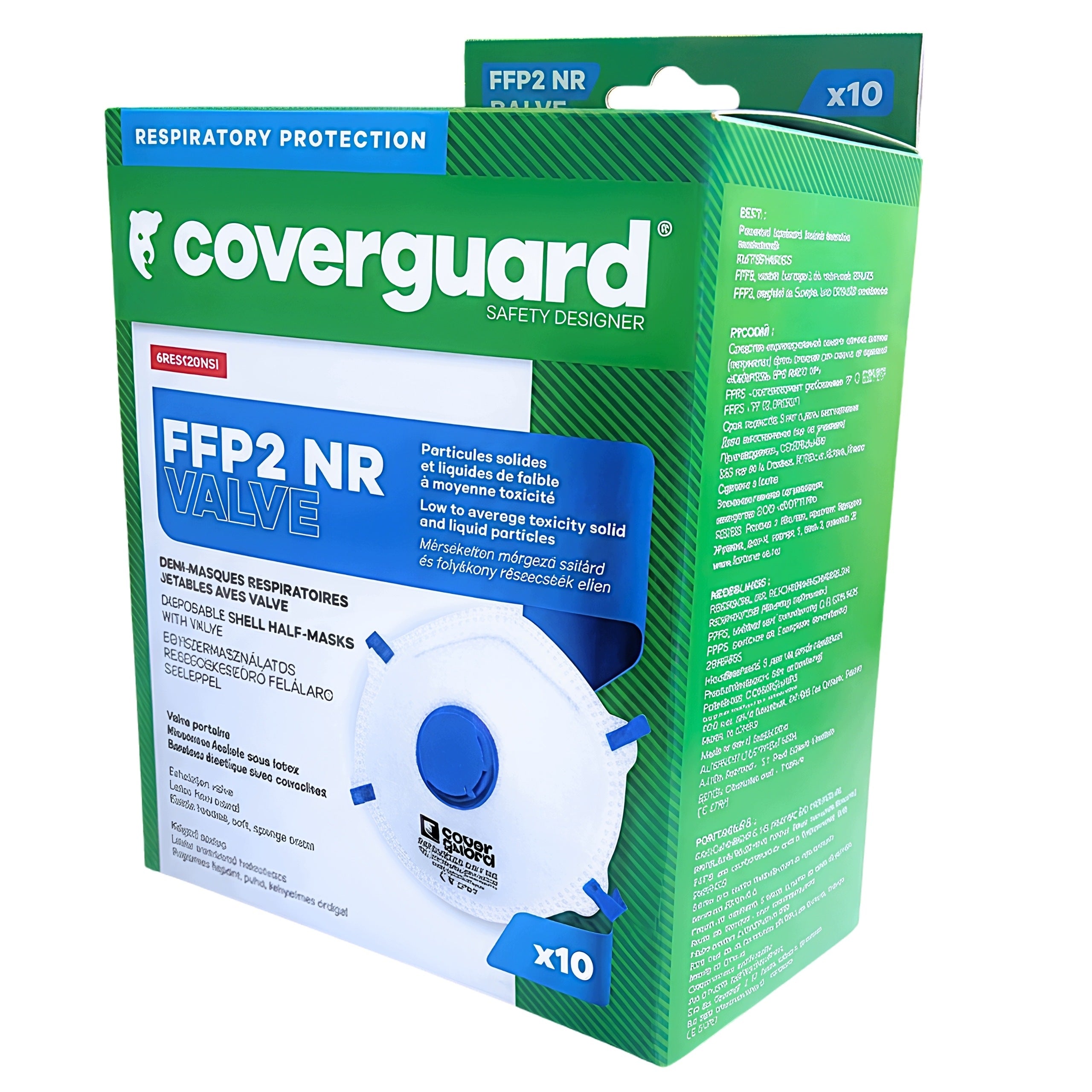 FFP2 Dust Protection Half Mask with Coverguard Valve - 10 Pcs CE Packaging status original