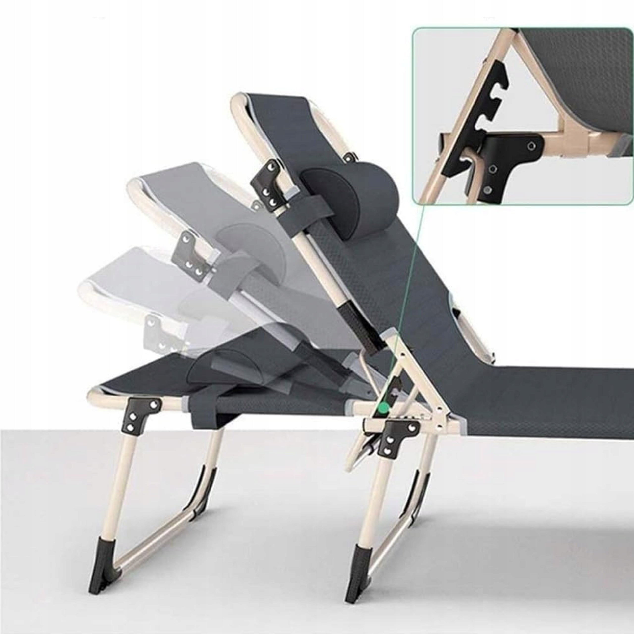 FIELD BED FOLDING TOURIST SUN LOUNGER with CAMPING headrest 150 kg Packaging status original