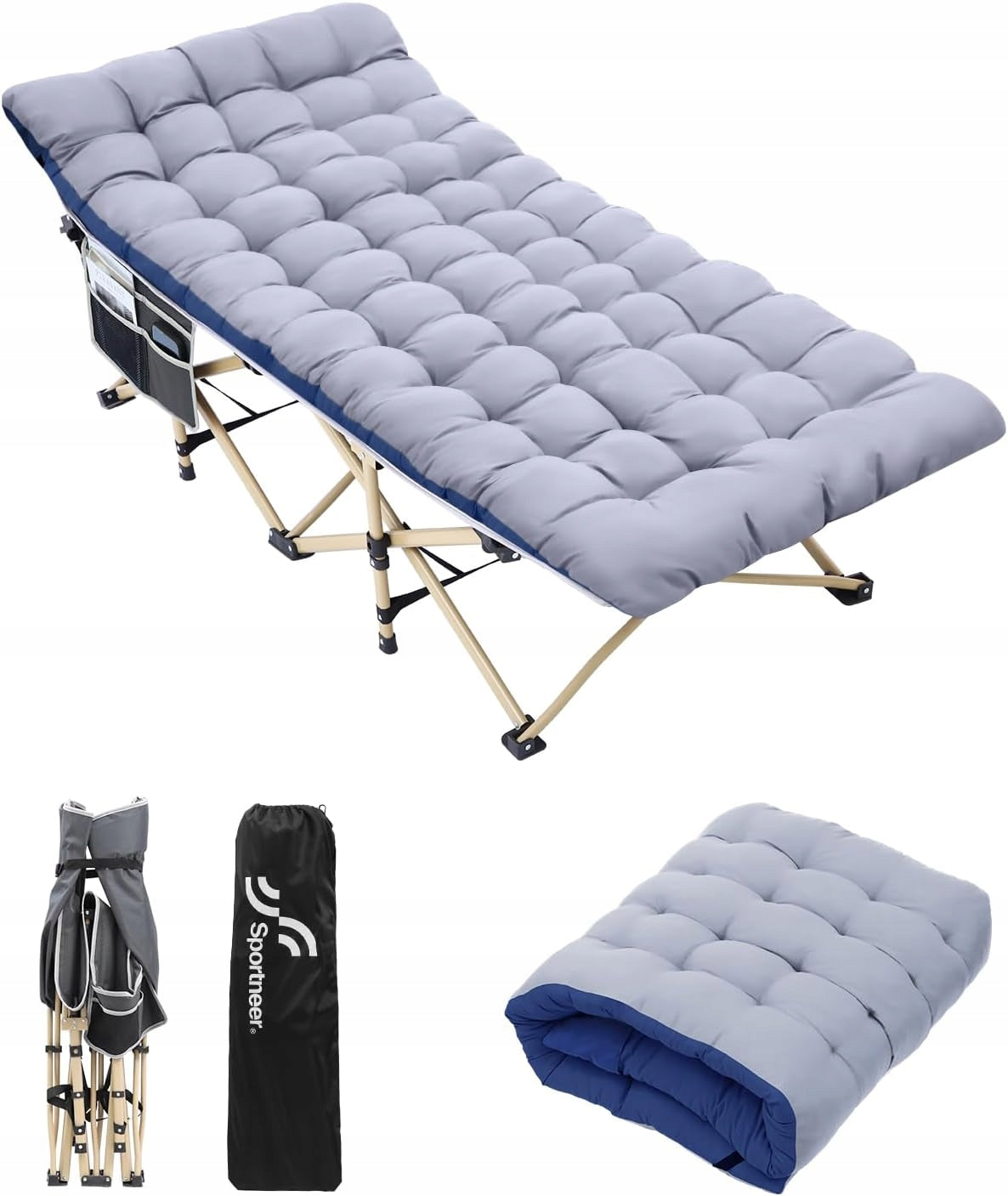 FIELD SMOKING BED WITH XXL OVERLAY 188 x 71 cm FOLDING CAMPING