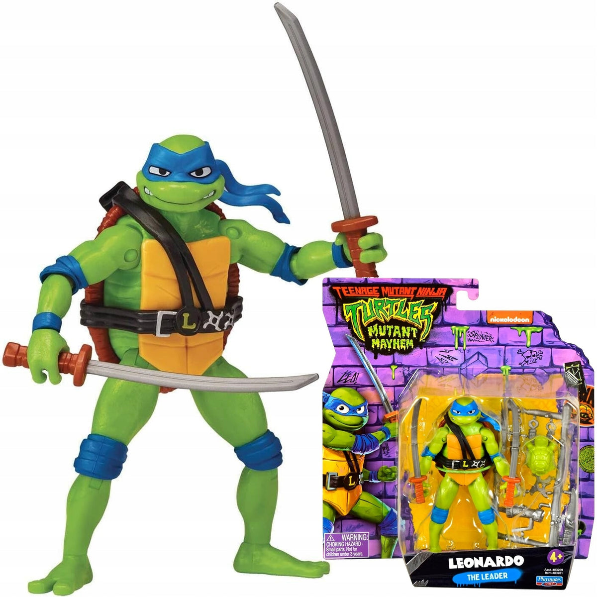 FIGURINE LEONARDO TURTLES NINJA PLAYMATES MUTANT MAYHEM