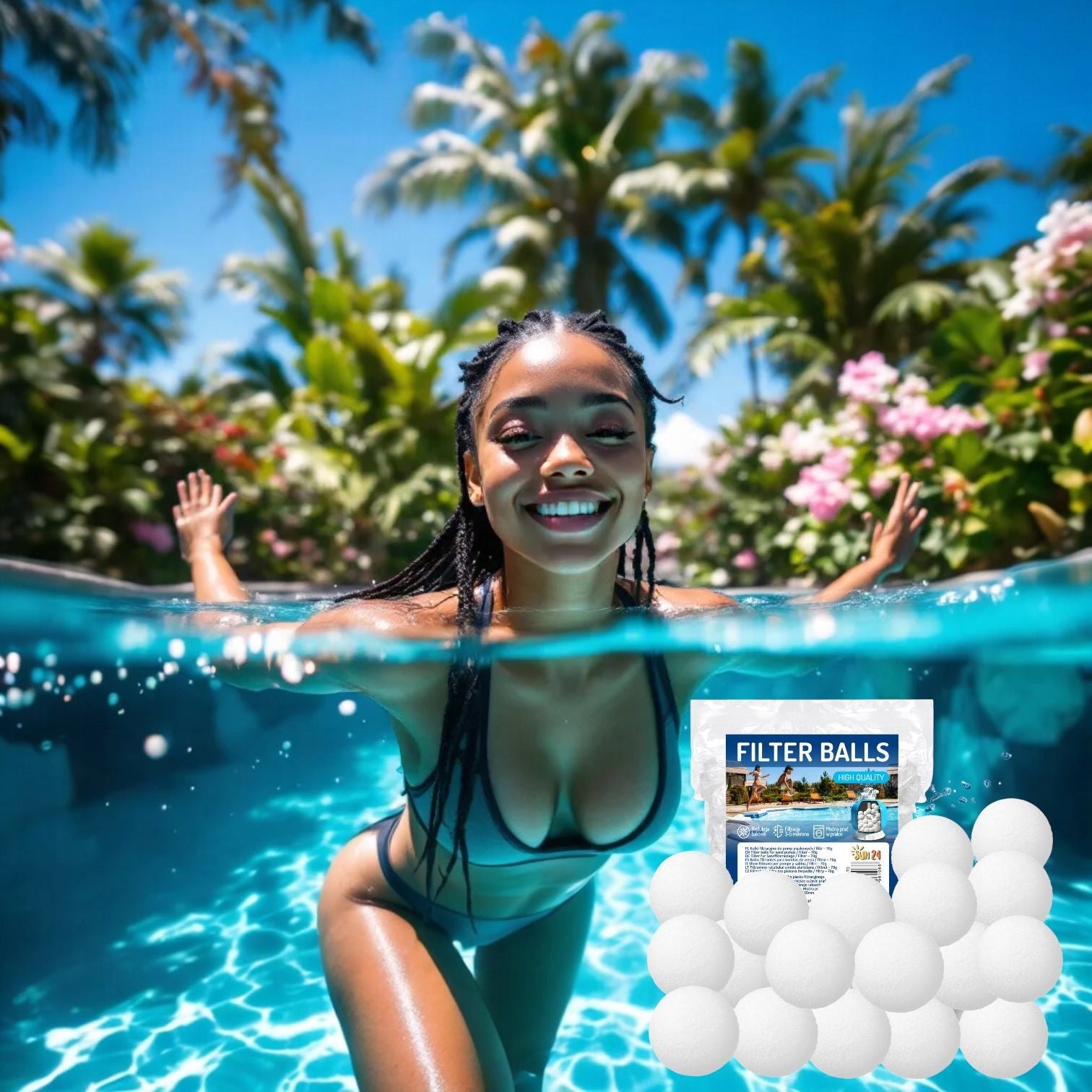 FILTER BALLS CARTRIDGES FOR SAND PUMP POOL 700g REPLACE 25kg OF SAND Packaging status original