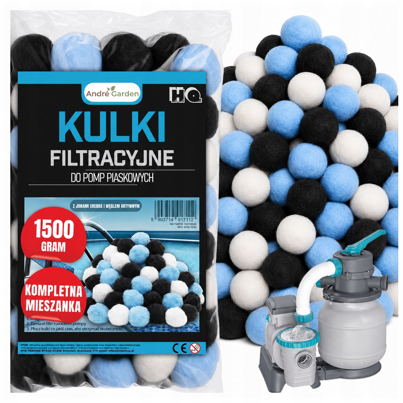 FILTER BALLS FOR PUMP POOL 1500g 1.5 kg SILVER IONS ACTIVATED CARBON
