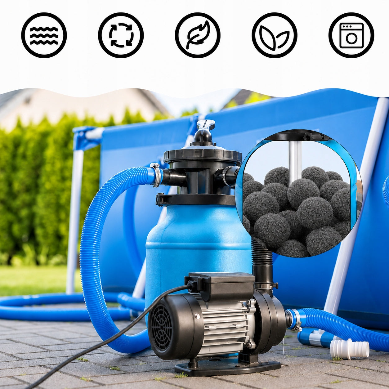 FILTER BALLS FOR SWIMMING POOL FILTERING SAND PUMPS ACTIVATED CARBON 700G Manufacturer code Kulki filtracyjne do basenu pompy piaskowej 1