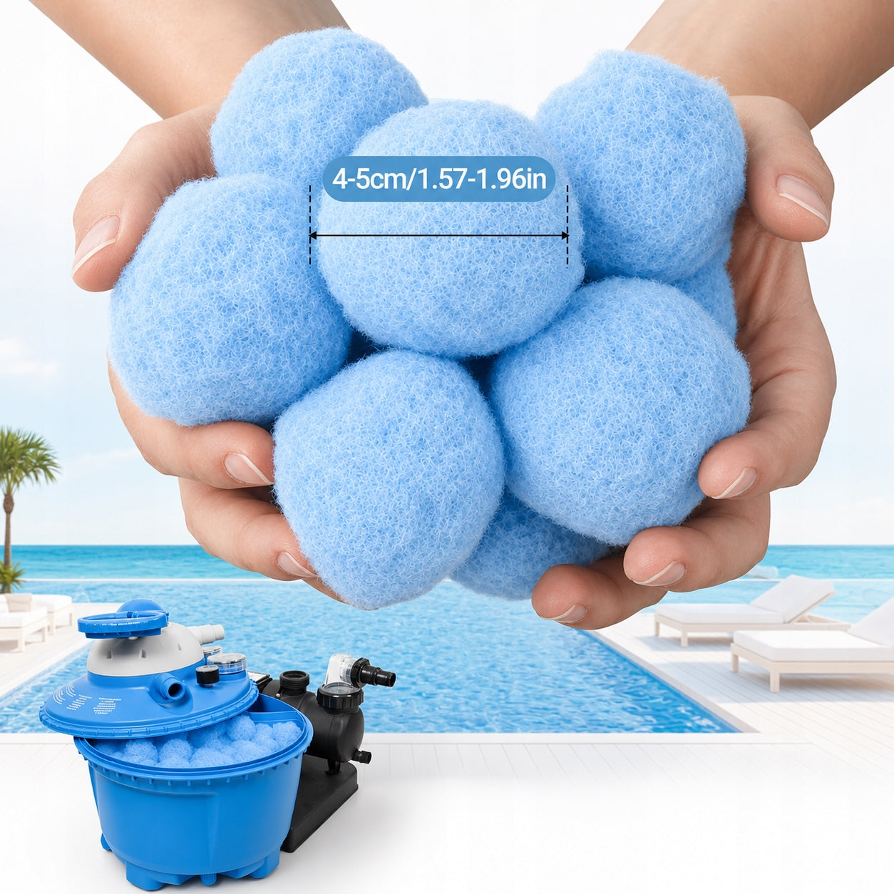 FILTER BALLS FOR SWIMMING POOL FILTERING SAND PUMPS WITH SILVER IONS 700G Customs tariff code 84212100