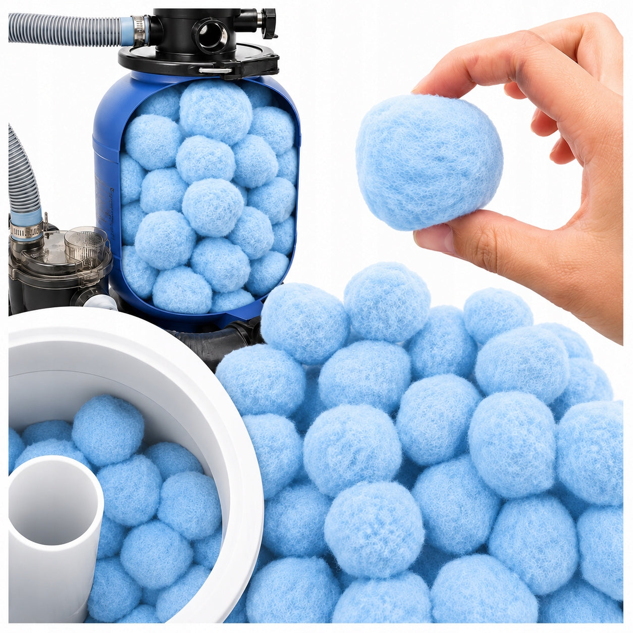 FILTER BALLS FOR SWIMMING POOL FILTERING SAND PUMPS WITH SILVER IONS 700G