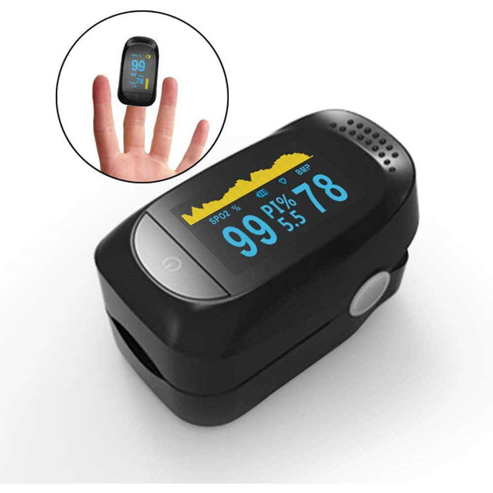 FINGER PULSE OXIMETER BLACK, HEART RATE MONITOR Medical device no