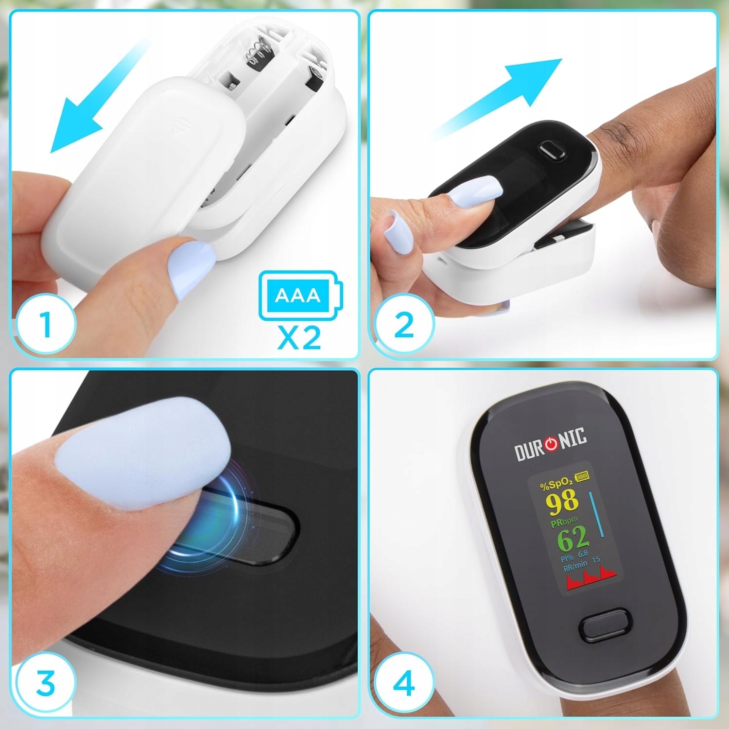 FINGER PULSE OXIMETER FOR CHILDREN AND ADULTS WITH LED DISPLAY EAN (GTIN) 3606236021597