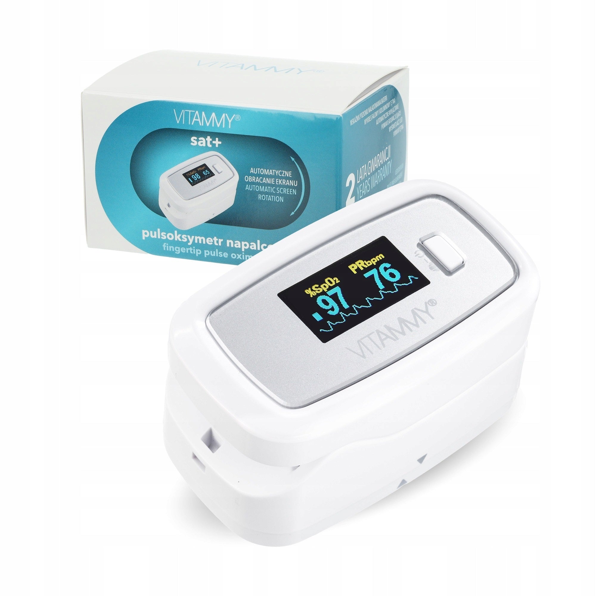 FINGER PULSE OXIMETER OLED REINFORCED HOUSING ROTATING SCREEN VITAMMY SAT+