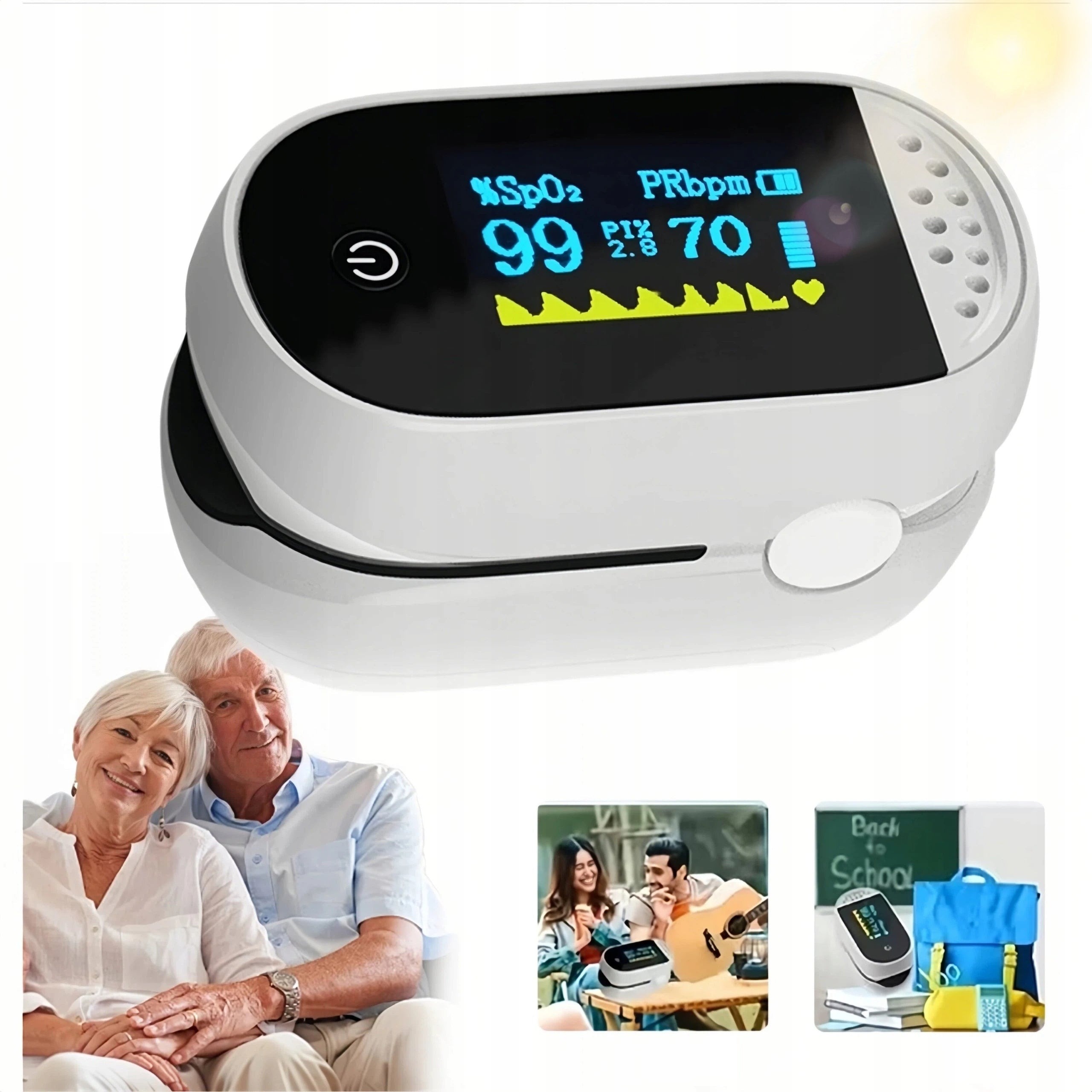 FINGER PULSE OXIMETER TFT SCREEN FOR OXYGEN AND HEART RATE MEASUREMENT WHITE