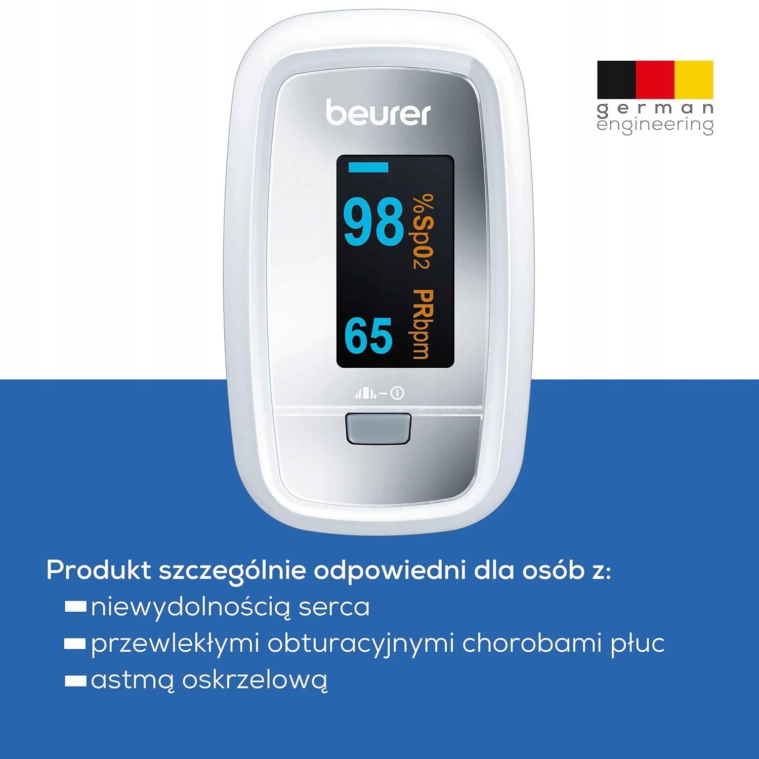 FINGER PULSE OXIMETER WITH LED DISPLAY SPO2 MEASUREMENT AND HEART RATE PAINLESS Manufacturer code 5906663181498