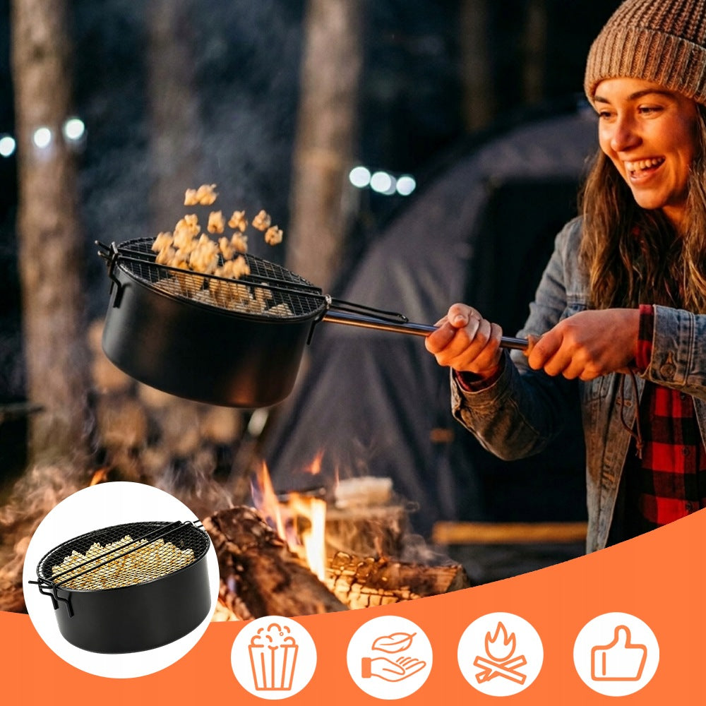 FIRE PIT POPCORN PAN GRILL CARBON STEEL LONG HANDLE NON-STICK Brand no brand