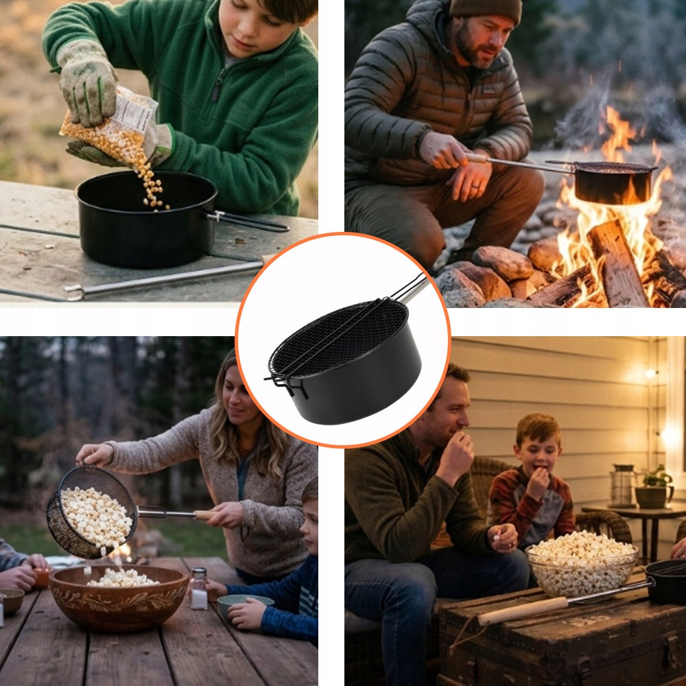 FIRE PIT POPCORN POT WITH WOODEN HANDLE 50CM CAMPING Brand no brand