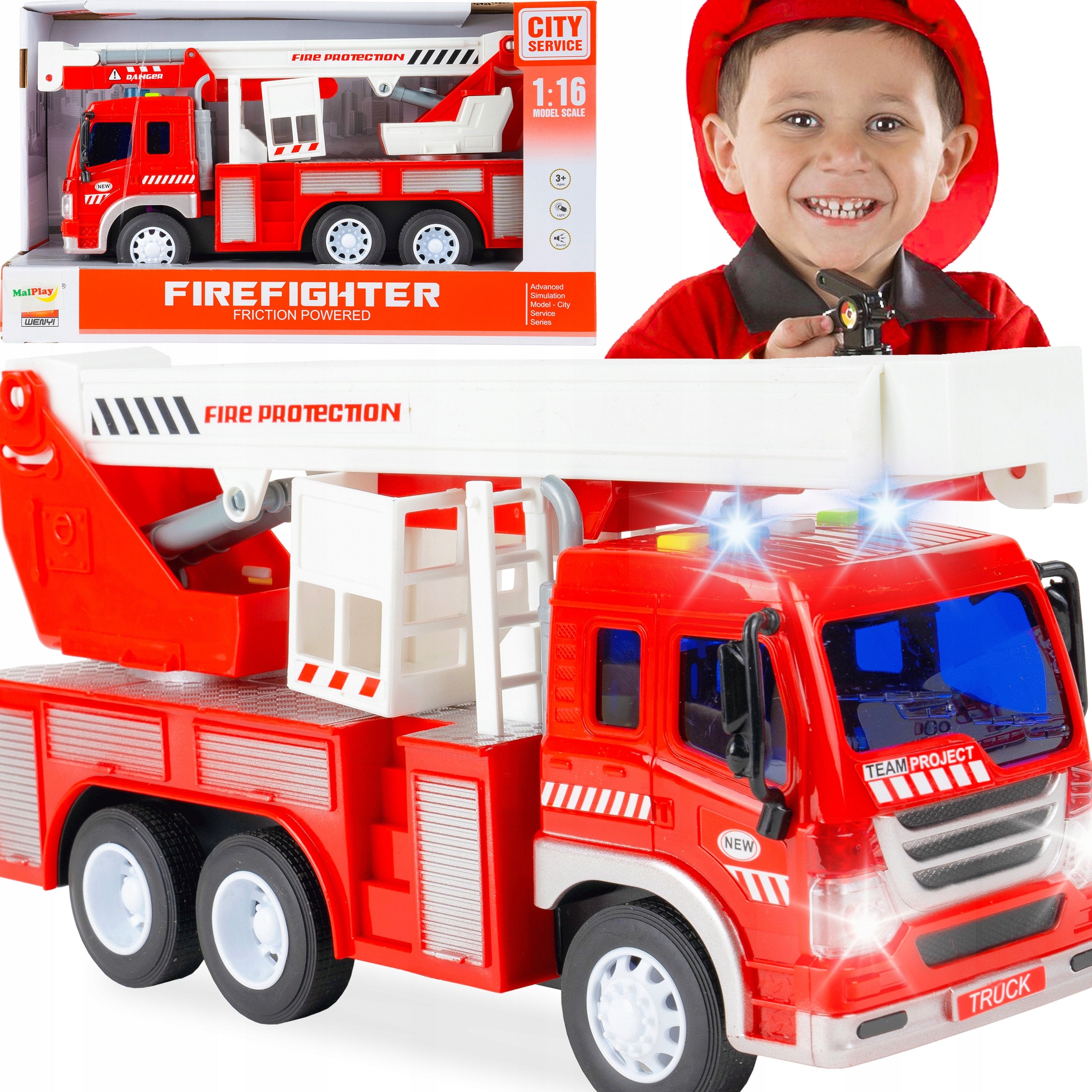 FIRE TRUCK TOY FOR CHILDREN FIRE BRIGADE EFFECT LIGHT SOUND LADDER