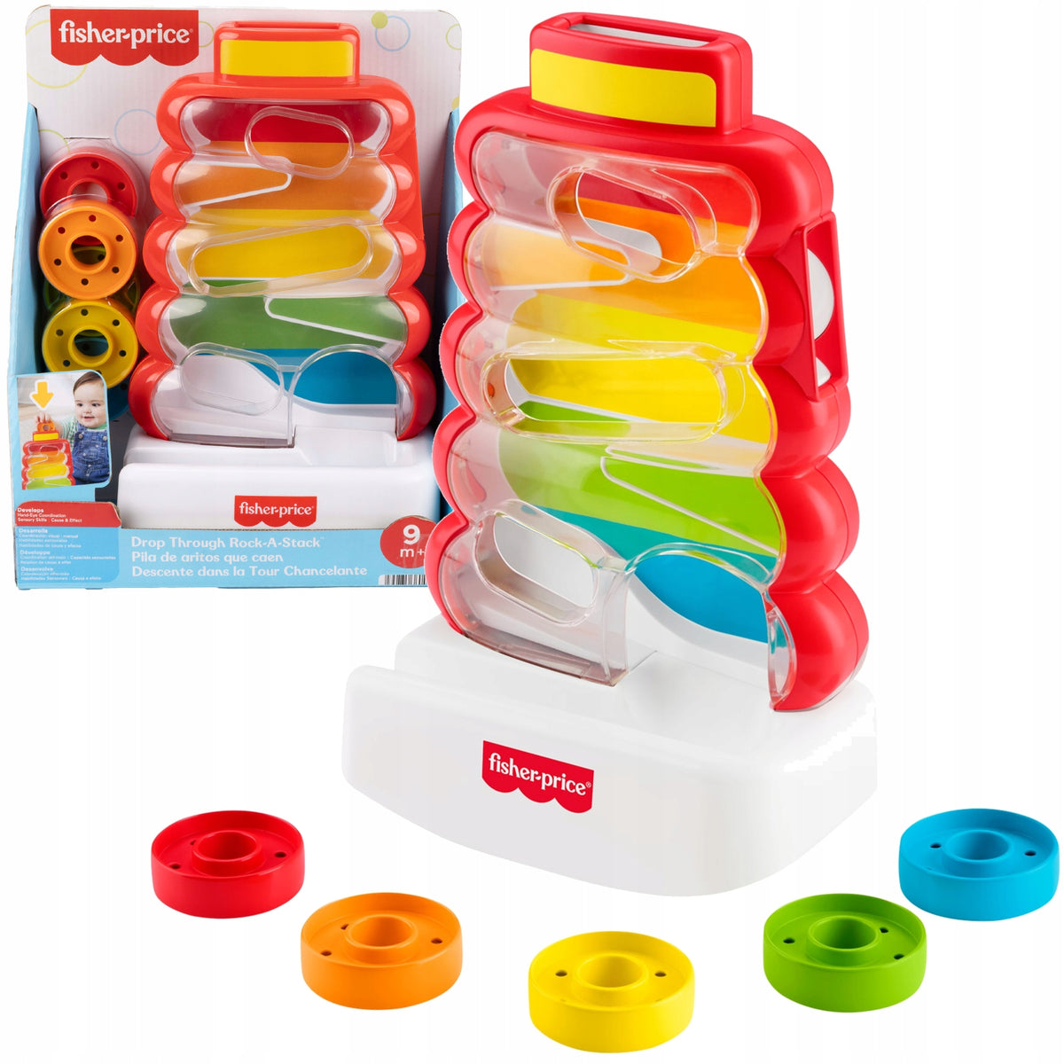 FISHER PRICE EDUCATIONAL TOY PYRAMID WITH TOKENS FOR THROWING 9M+