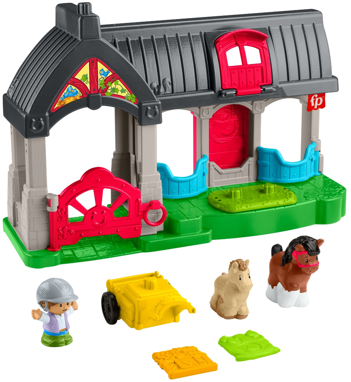 FISHER PRICE LITTLE PEOPLE STABLE FARM HOUSE WITH HORSES + FIGURINES SOUND Packaging status original