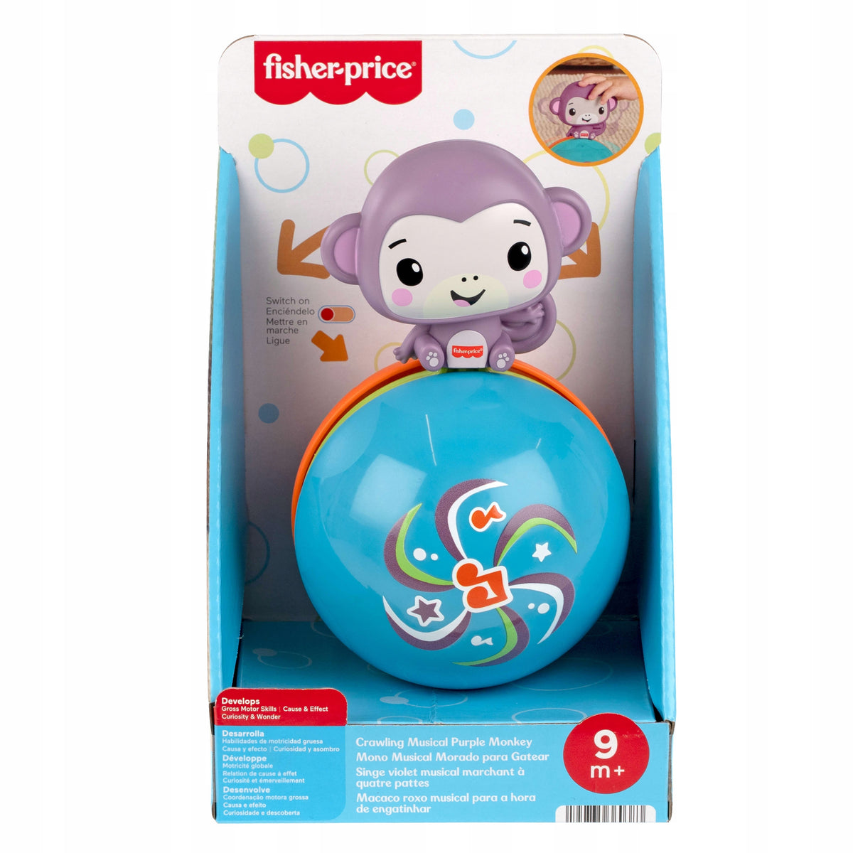 FISHER PRICE MONKEY CRAWLING BALL for baby +9 months Packaging status original