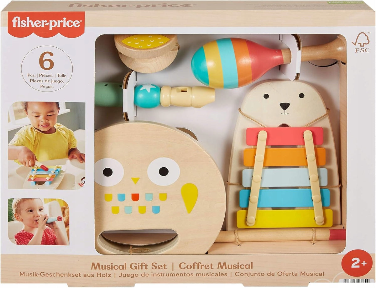 FISHER PRICE MUSIC SET set wooden toys cymbals, maracas