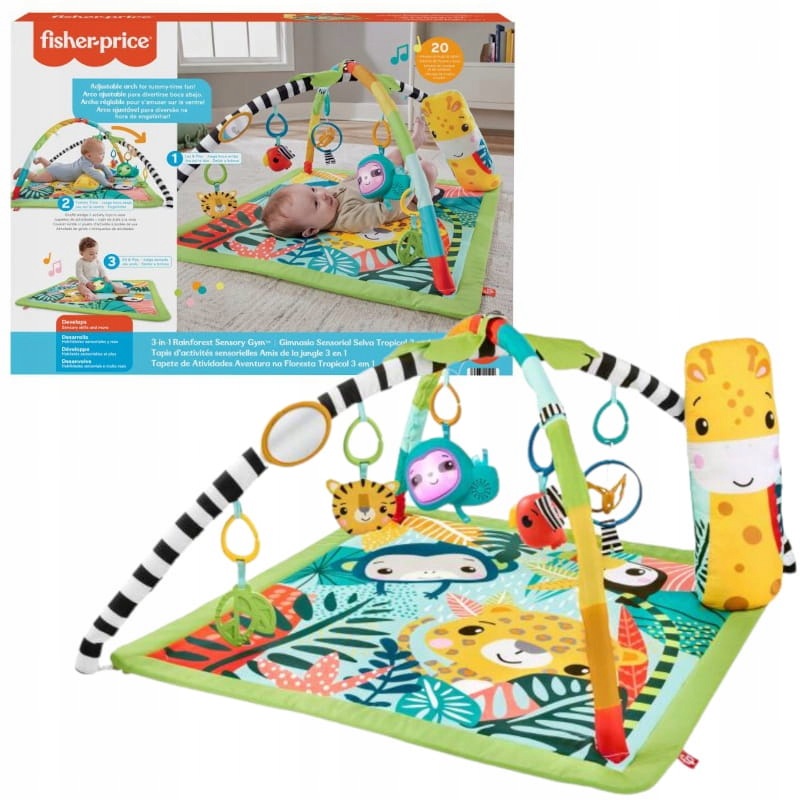 FISHER PRICE SENSORY EDUCATIONAL MAT 3IN1 FOREST TROPICAL SLOTH 0+
