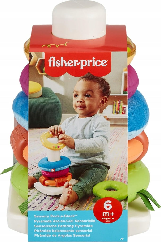 FISHER PRICE SENSORY PYRAMID WITH WHEELS puzzle for baby +6 months Packaging status original