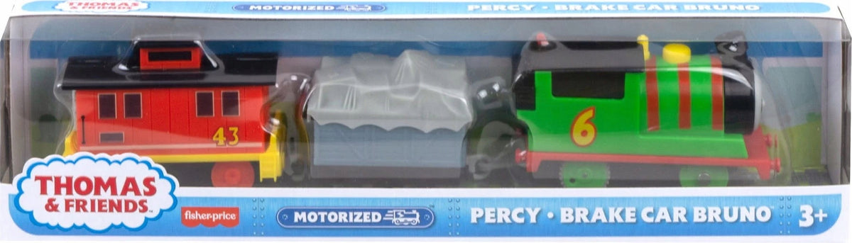 FISHER PRICE TOMEK AND FRIENDS LOCOMOTIVE PERCY PETER with drive + BRUNO Packaging status original