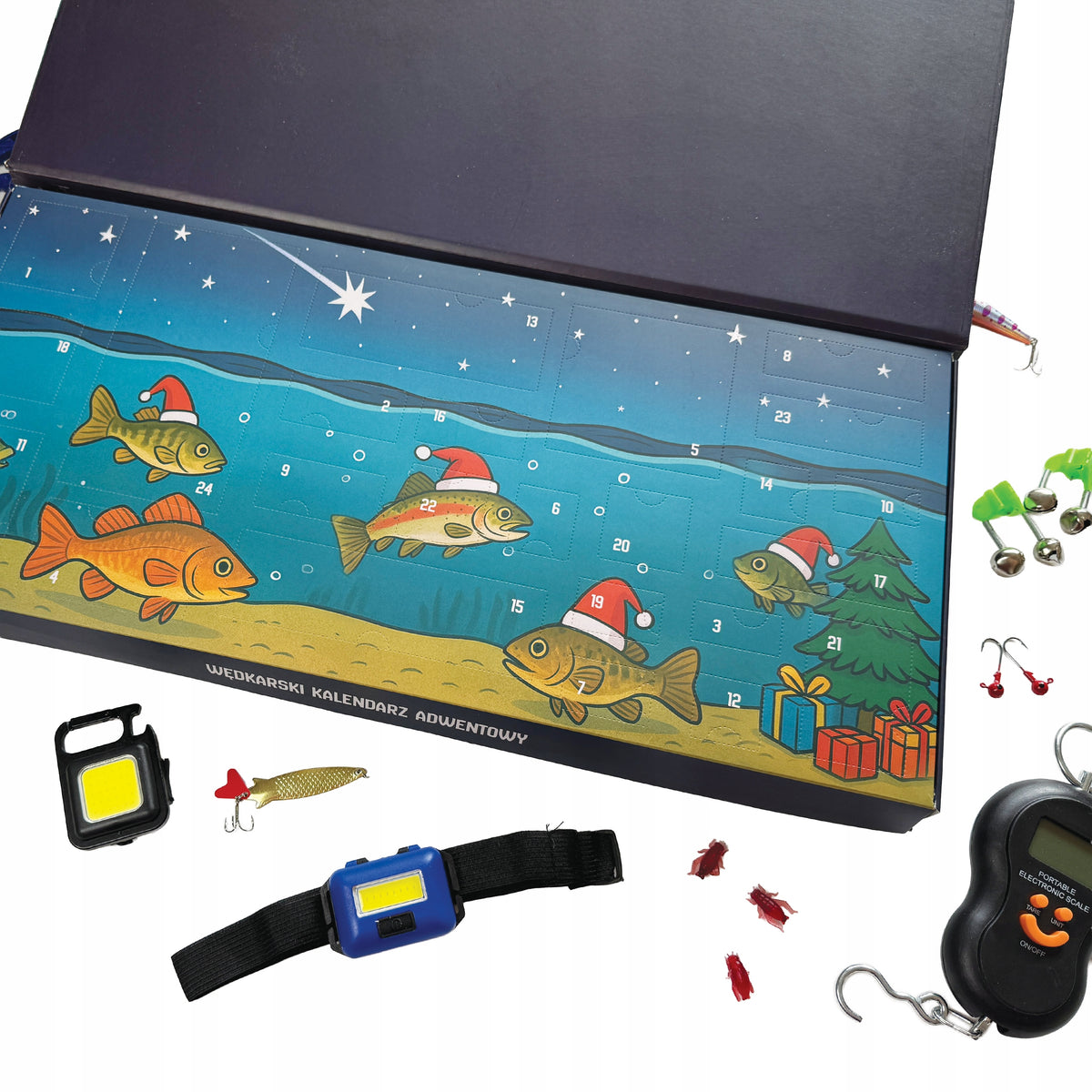 FISHING ADVENT CALENDAR 24 DAYS PRACTICAL AKCESORIA FOR ANGLER hit Manufacturer code WĘDKARSKI KALENDARZ ADWENTOWY 2025