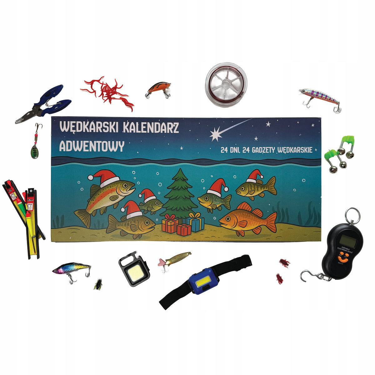 FISHING ADVENT CALENDAR 24 DAYS PRACTICAL AKCESORIA FOR ANGLER hit