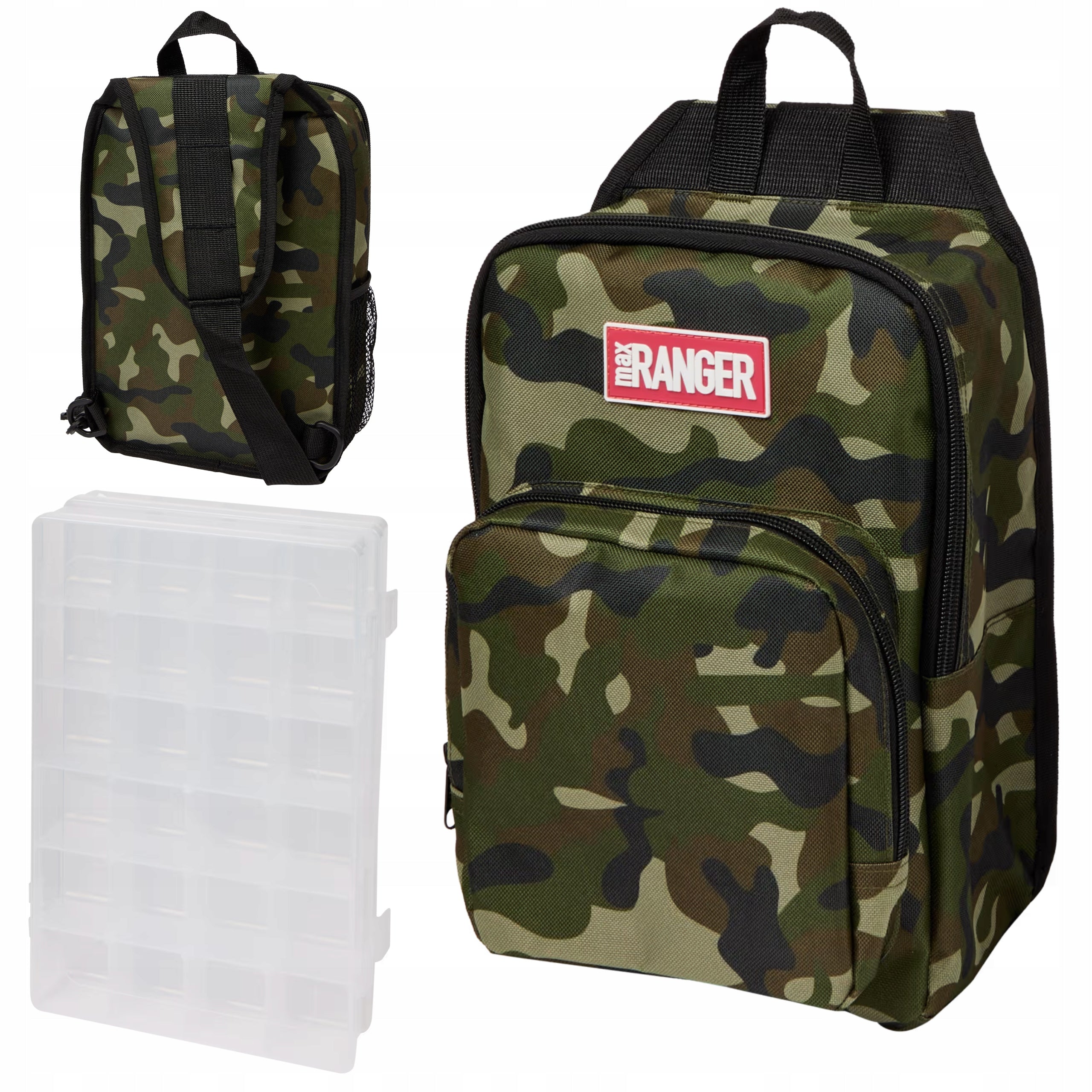 FISHING BACKPACK FISH BAG WITH CONTAINERS TWO TACTICAL COMPARTMENTS GREEN