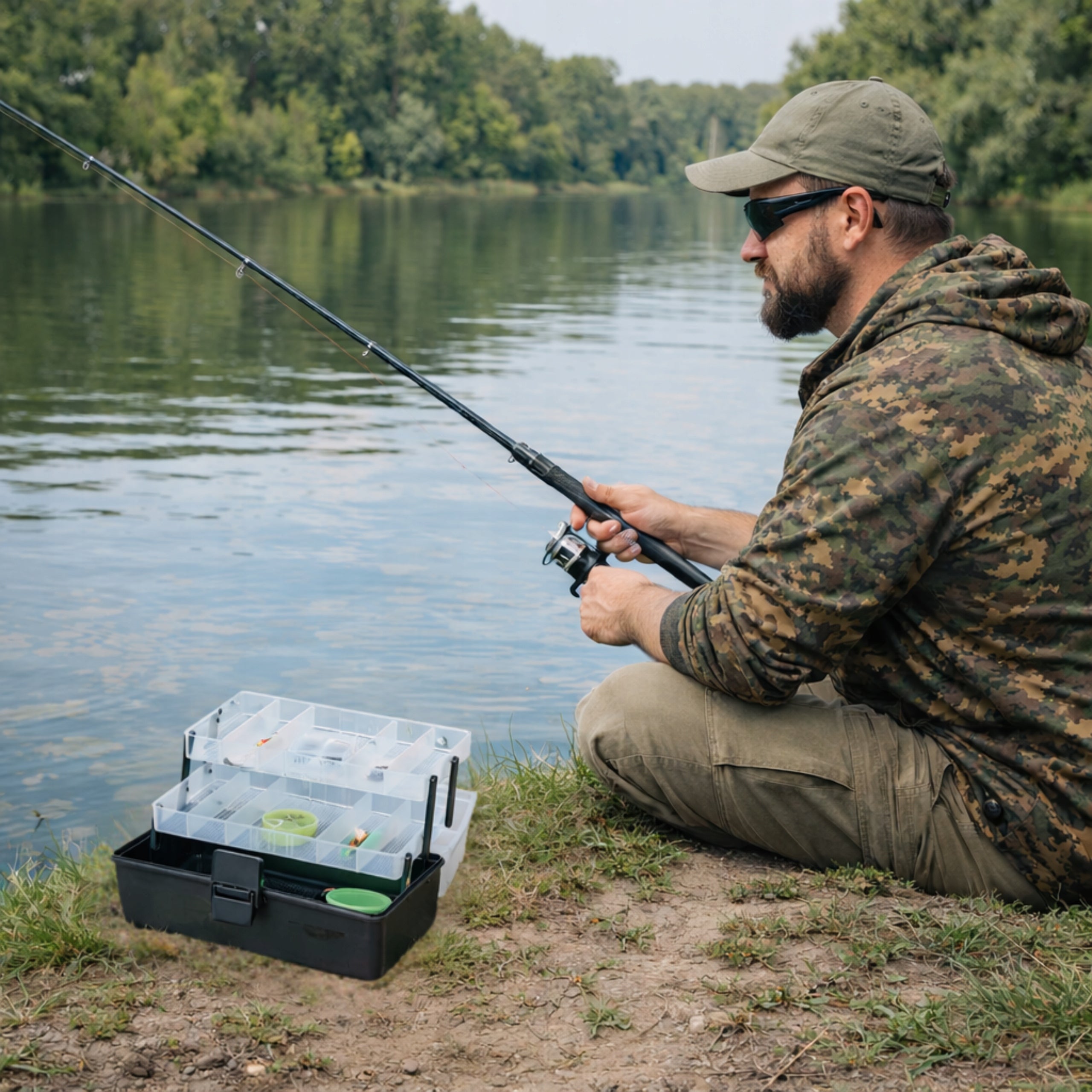 FISHING BOX WITH ACCESSORIES FISHING KIT FLOATS LINE Manufacturer code zestaw do łowienia ryb haczyki ciężarki
