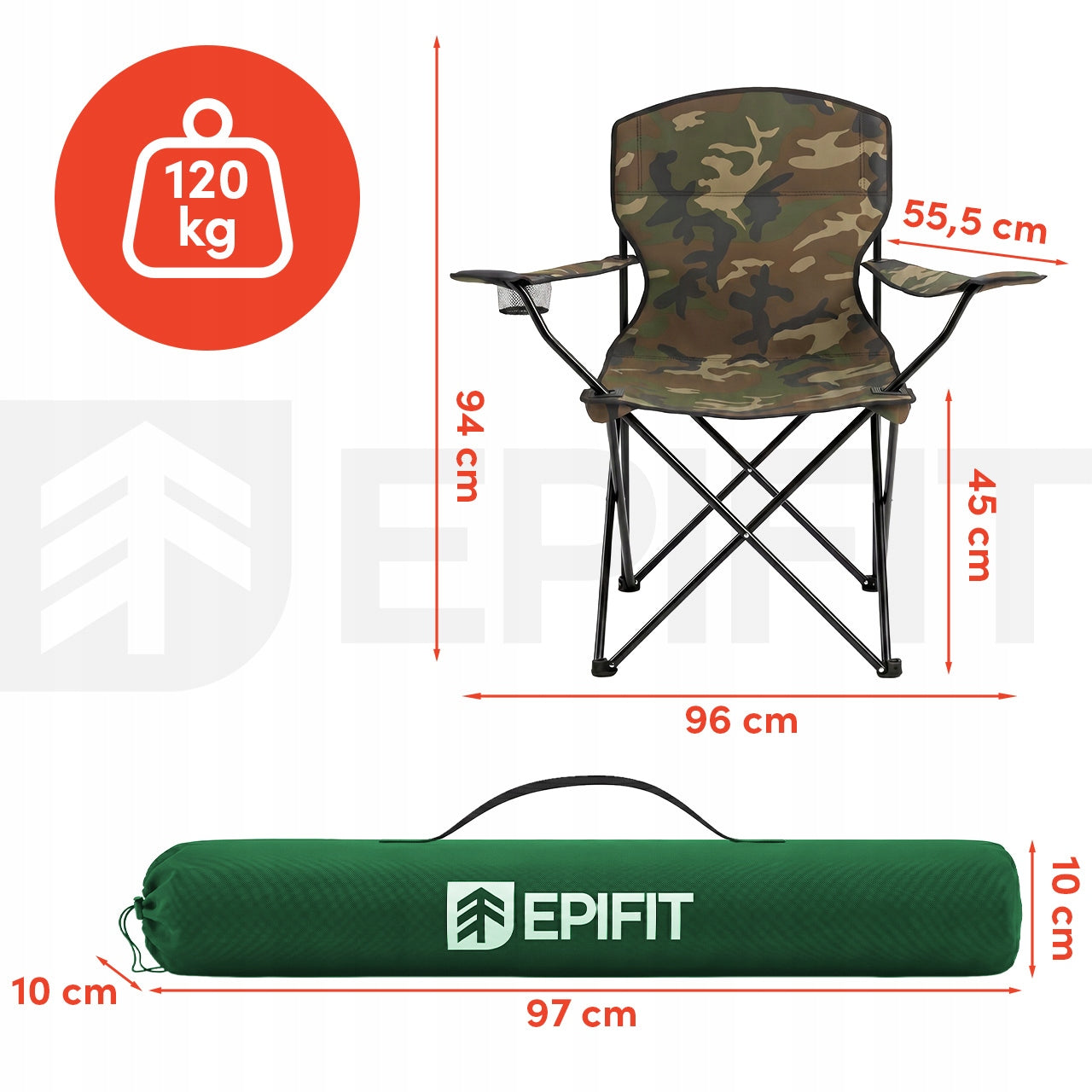 FISHING CHAIR FOLDABLE FOR FISH LIGHT COMFORTABLE ARMRESTS 120 KG Manufacturer code 114250