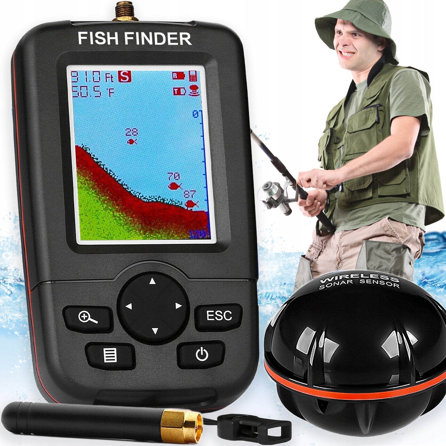 FISHING ECHO SOUNDER WIRELESS SONAR FISH PROBE FOR BAIT BOAT 100M