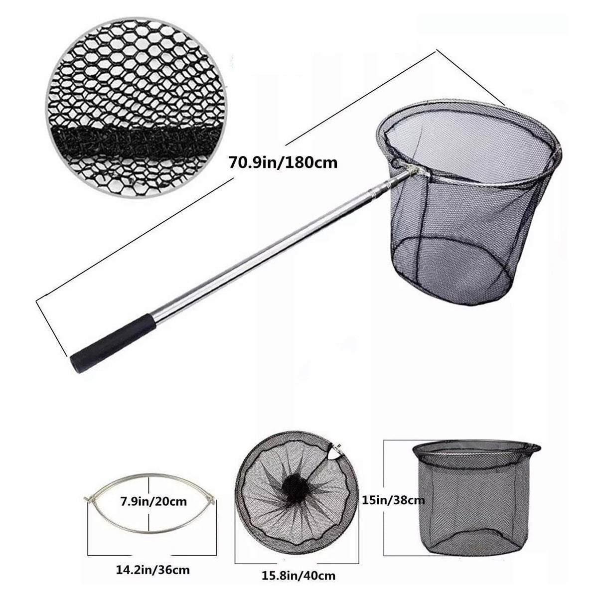 FISHING LANDING NET TELESCOPE FOLDING stainless steel 180cm Manufacturer code 6974065281749