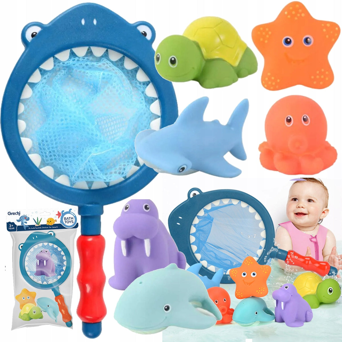 FISHING LARGE FISHING ROD SHARK TOY BATHTUB WATER FOR KIDS