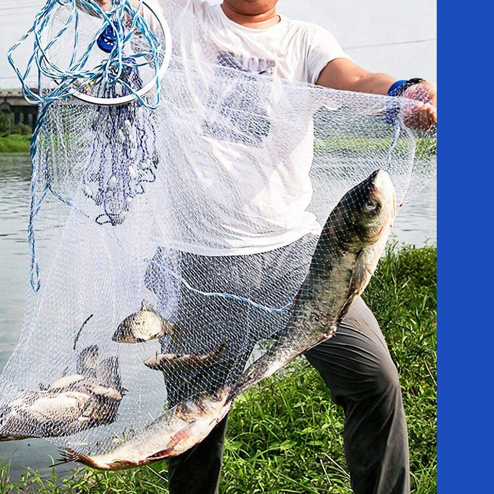 FISHING NETS PROFESSIONAL FISH TRAP FOR THROWING WITH ALUMINUM FRISBEE 2.4M Packaging status original