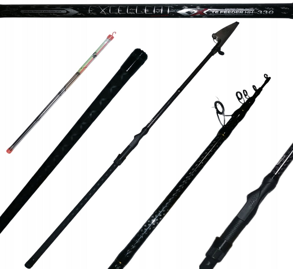 FISHING ROD FEEDER Excellent TELESCOPE 3,30 m 60-180 g THREE TIPS LIGHT STRONG