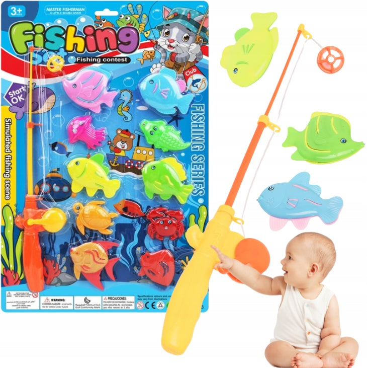 FISHING ROD WITH FISH MAGNET FOR BATHING COLORFUL FISH