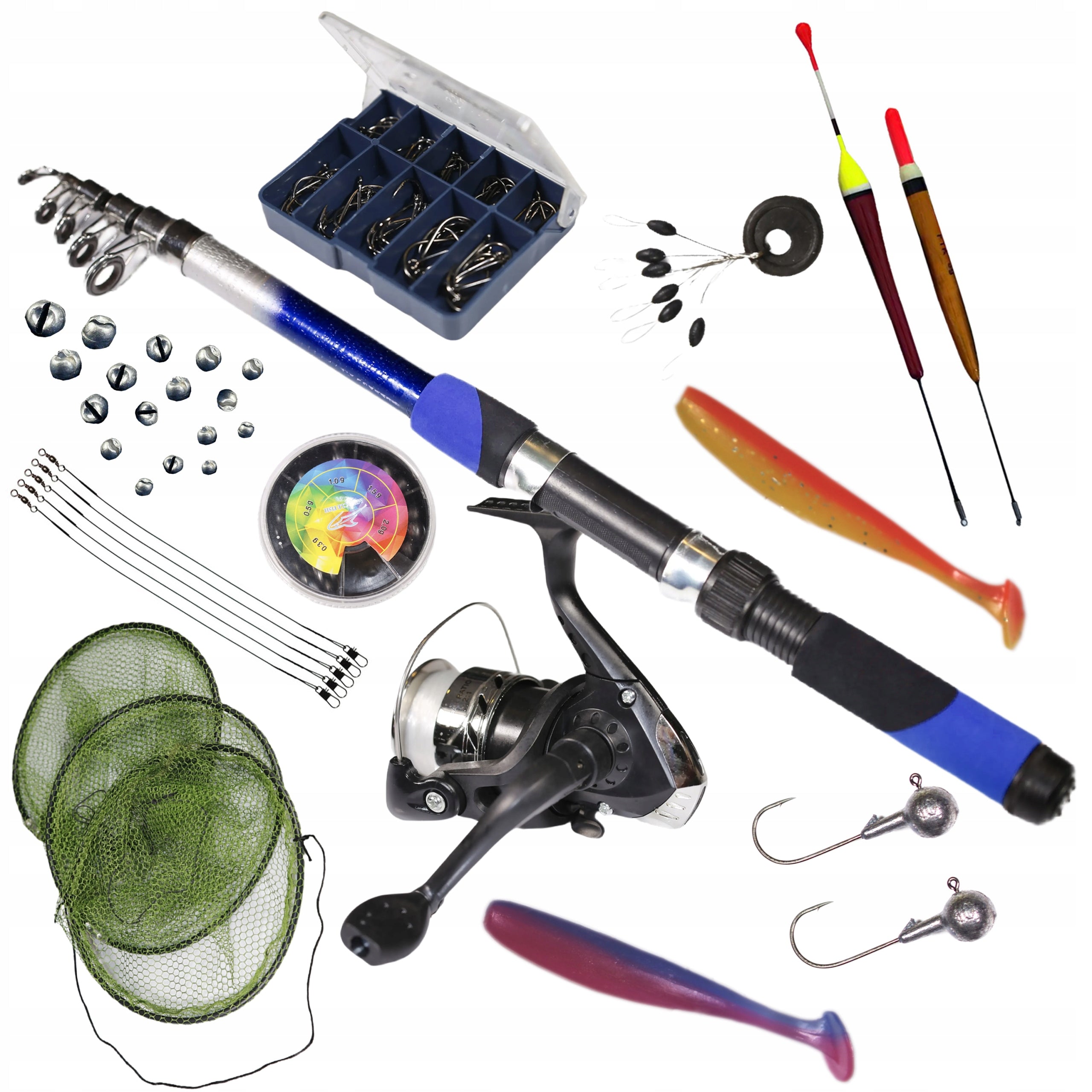 FISHING SET FLOAT, SPINNING 1x Fishing rod 2,4m + Reel - ZEST-W-21A