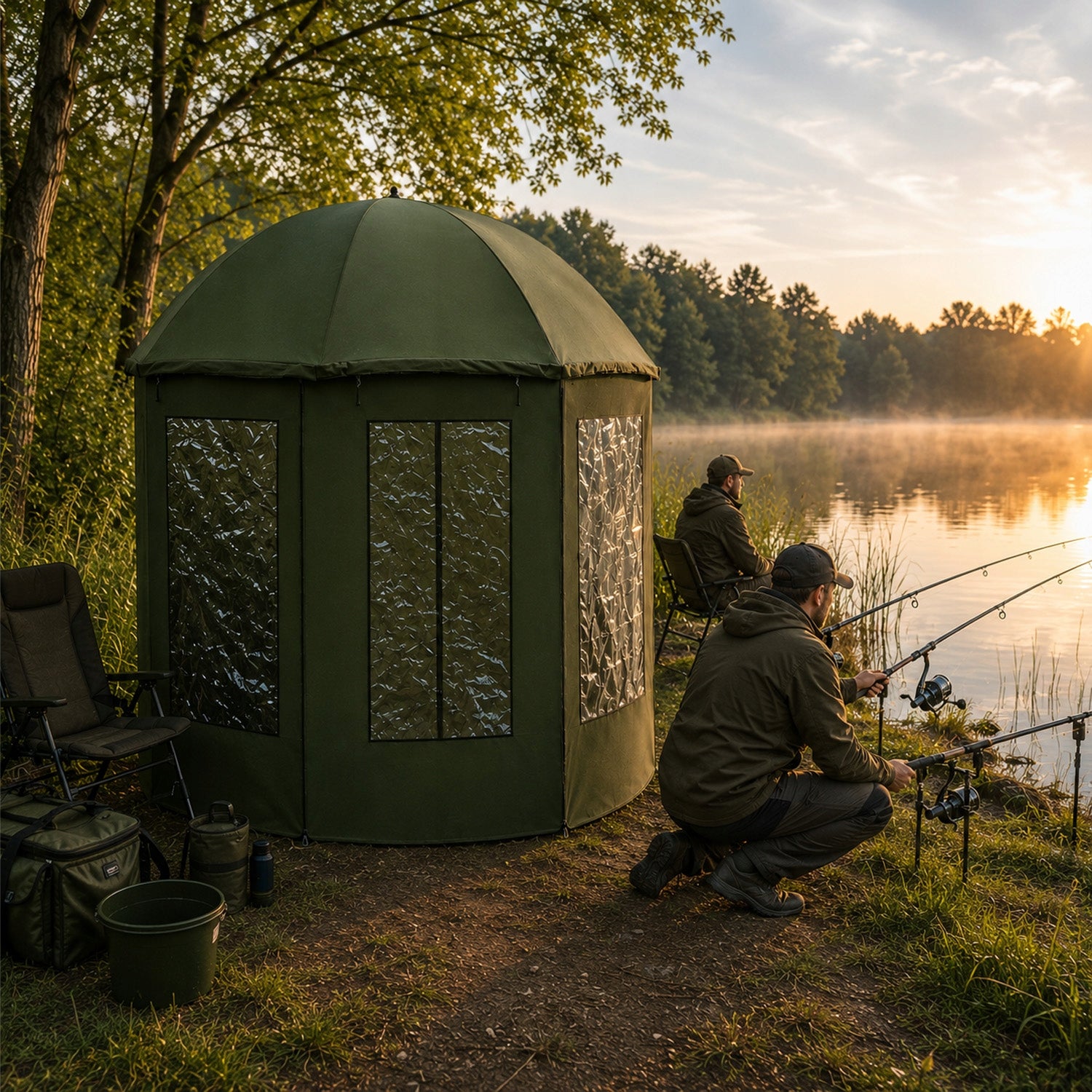 FISHING TENT WATERPROOF UMBRELLA WITH FULL COVER FOR FISH WITH SIDES 240CM Brand MEMFLOW