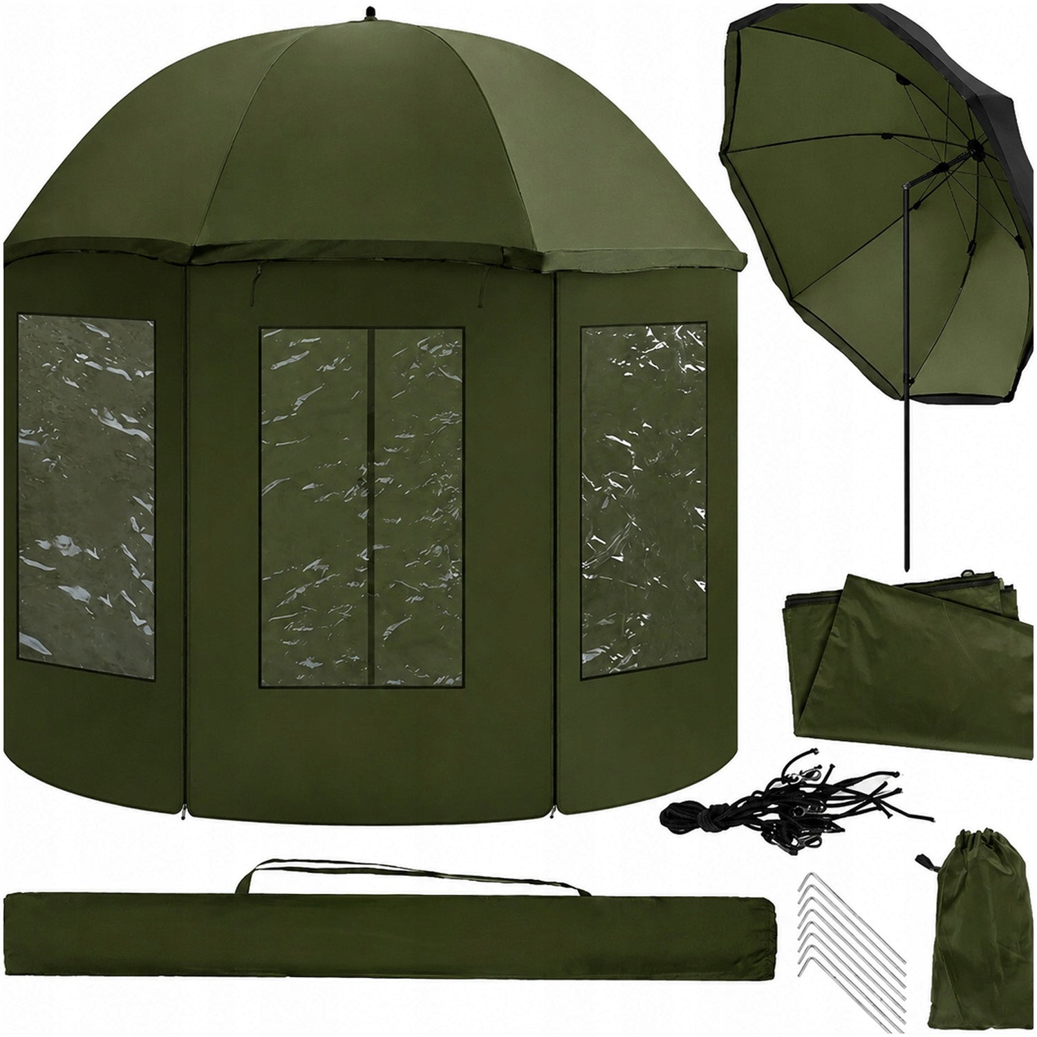 FISHING TENT WATERPROOF UMBRELLA WITH FULL COVER FOR FISH WITH SIDES 240CM