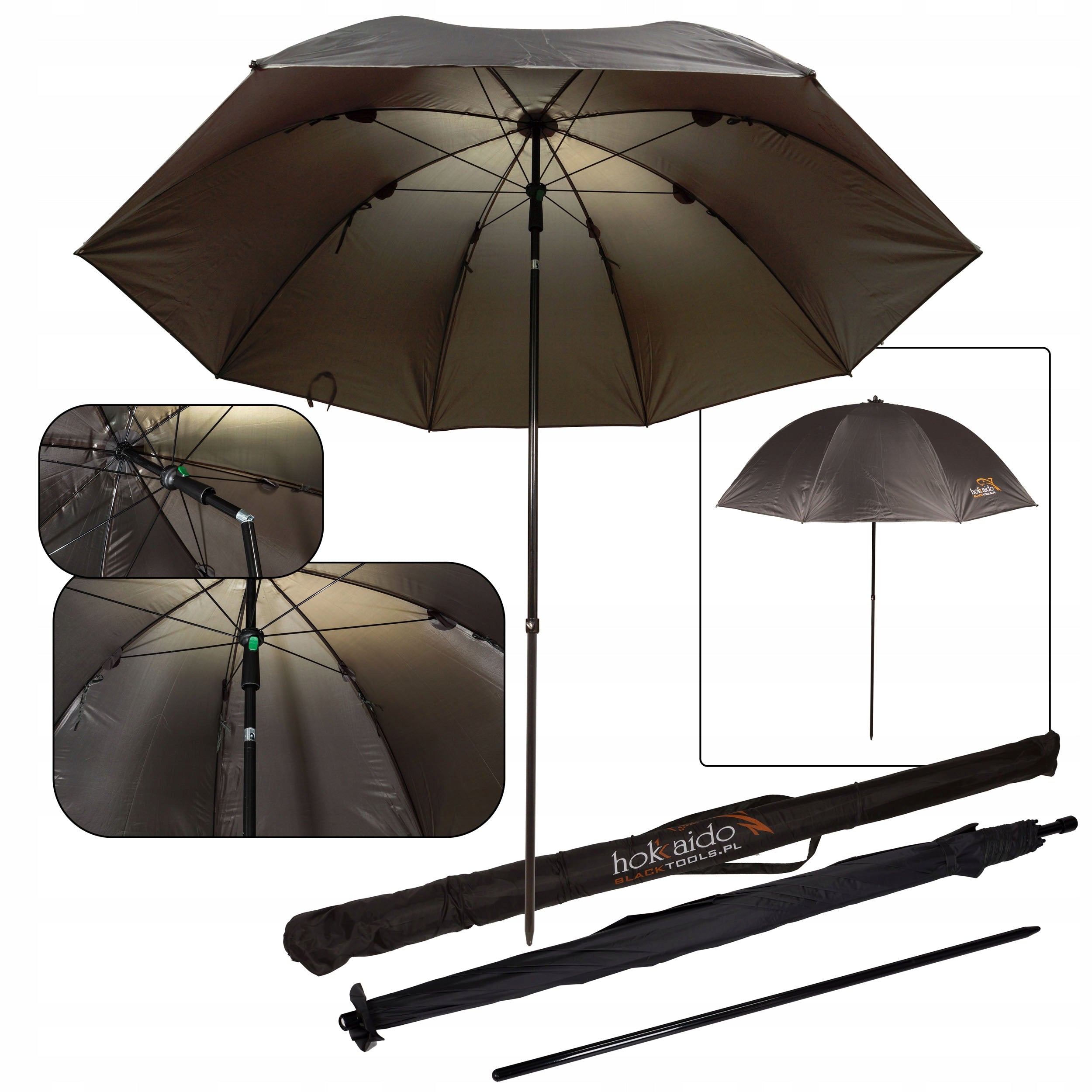 FISHING UMBRELLA HOKKAIDO ADJUSTABLE. BROKEN 2,5m 250 cm CANOPY SOLID LARGE