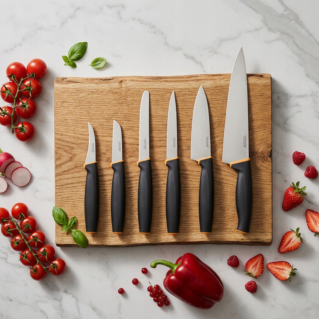 FISKARS CONTROL+ Set of 6 kitchen knives + 3in1 universal sharpener Manufacturer code FISCON-32